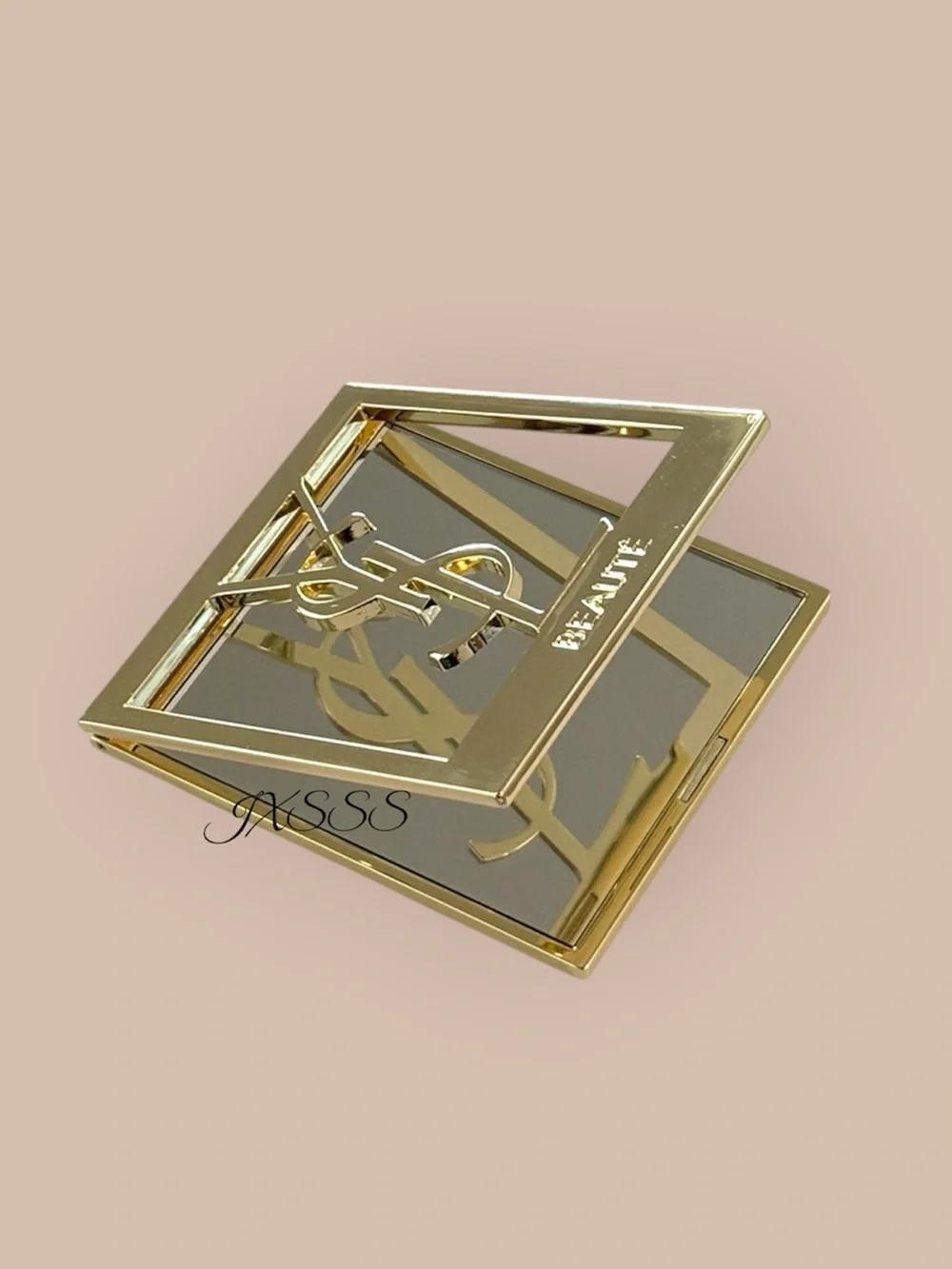 Gold YSL (Yves Saint Laurent) Beauty (Fold-Over) Cosmetic-Makeup Compact Mirror